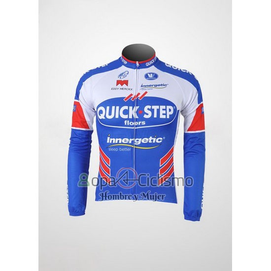Quick Step Floor Ropa Ciclismo Culotte Largo 2011 Mangas Largas Blanco y Azur